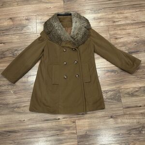 Vintage Susan Lynn Brown Peacoat Fur Collar Made In Usa Size Medium? Capsule